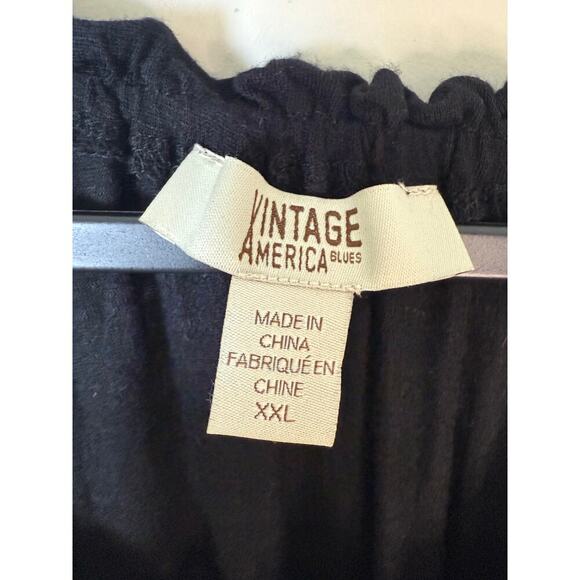 Vintage America Blues Black Boho Embroidered Top Size XXL - Picture 7 of 9